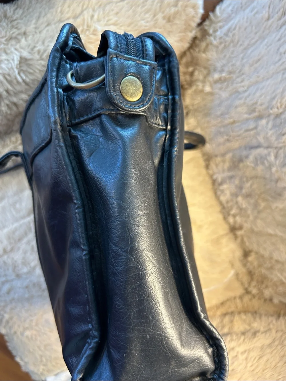 Monarch Luggage Co, black pleather satchel/ briefcase w/ lots of storage
