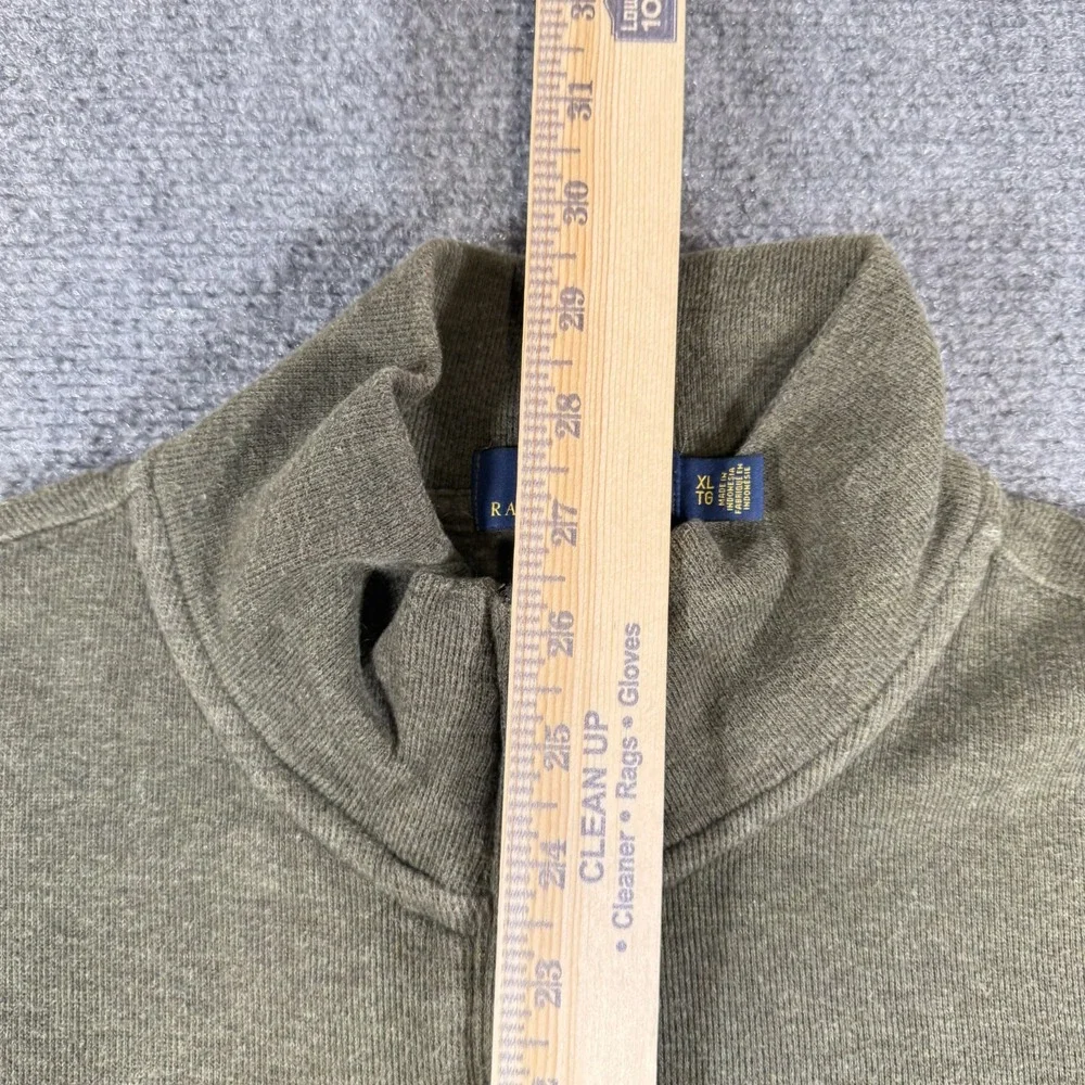 Polo Ralph Lauren Sweater Mens XL Green‎ 1/4 Zip Pullover Estate Rib Knit Pony