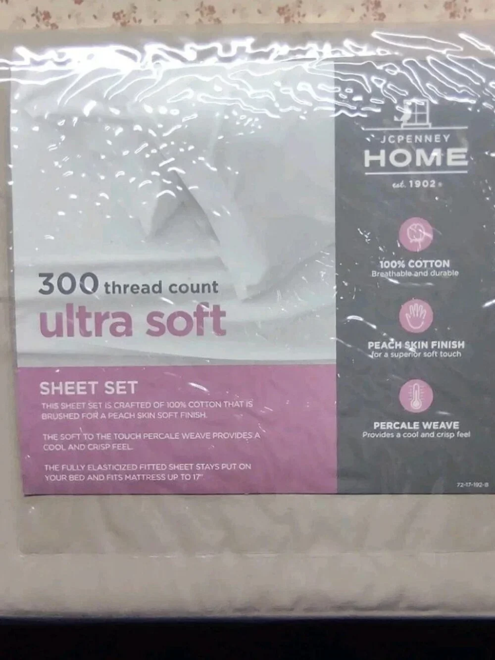 JCPenney Home King Sheet Set 300 Thread Count Ultra Soft 100% Cotton Taupe New