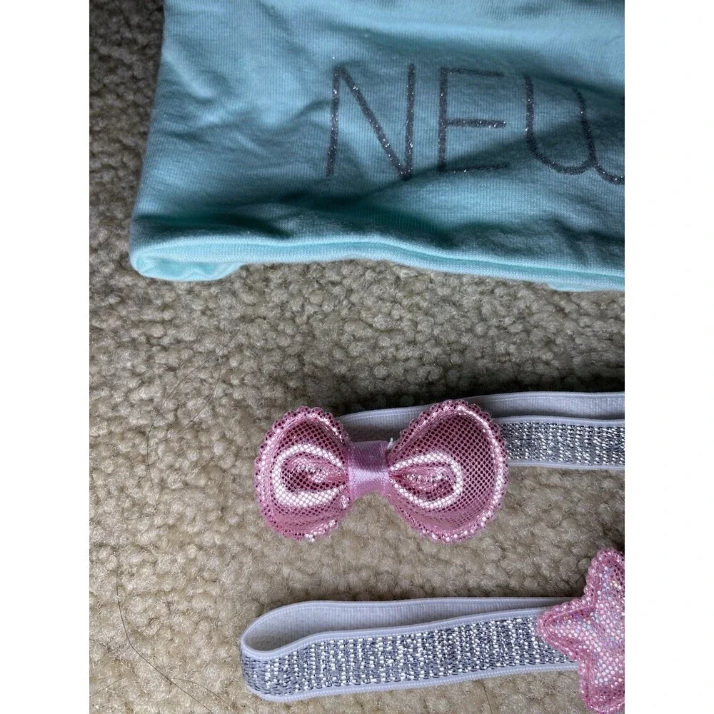 Tender Kisses Baby Girls Newbie Headband Silver Star Pink Bow Set Size 0-6M