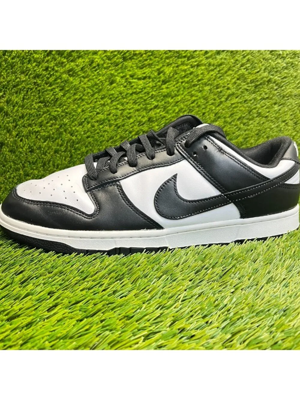 Nike Dunk Low Mens Size 13 White Black Athletic Walking Leather Shoes Sneakers
