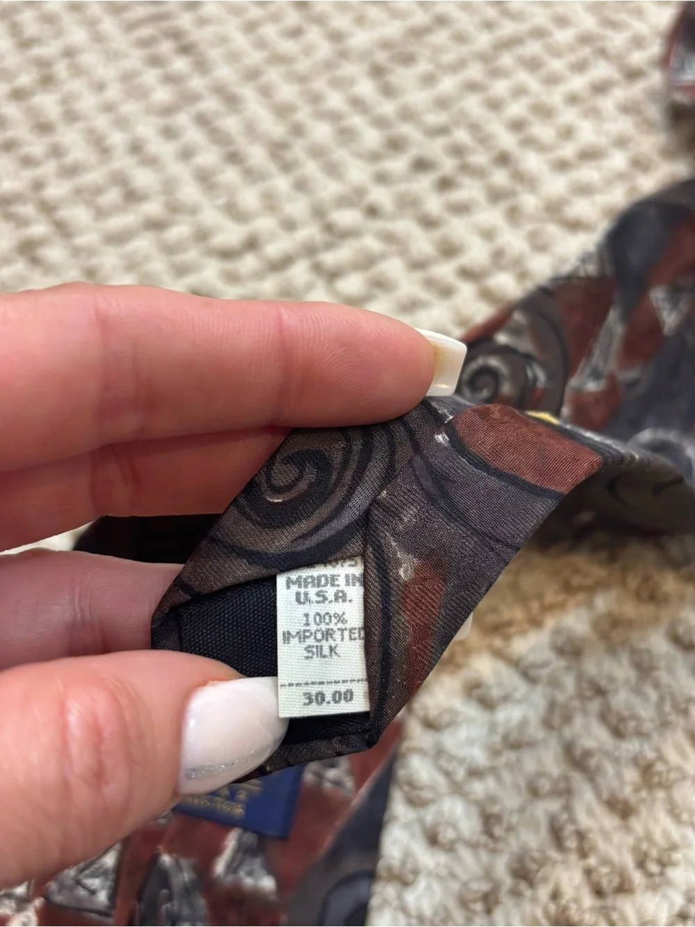 Mens‎ Vintage Oscar de la Renta Couture Abstract 100% Silk Neck Tie