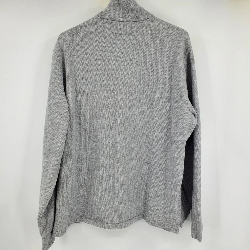 Polo Ralph Lauren Men XL Grey Herringbone Quarter Zip Pullover Sweater Pony Logo