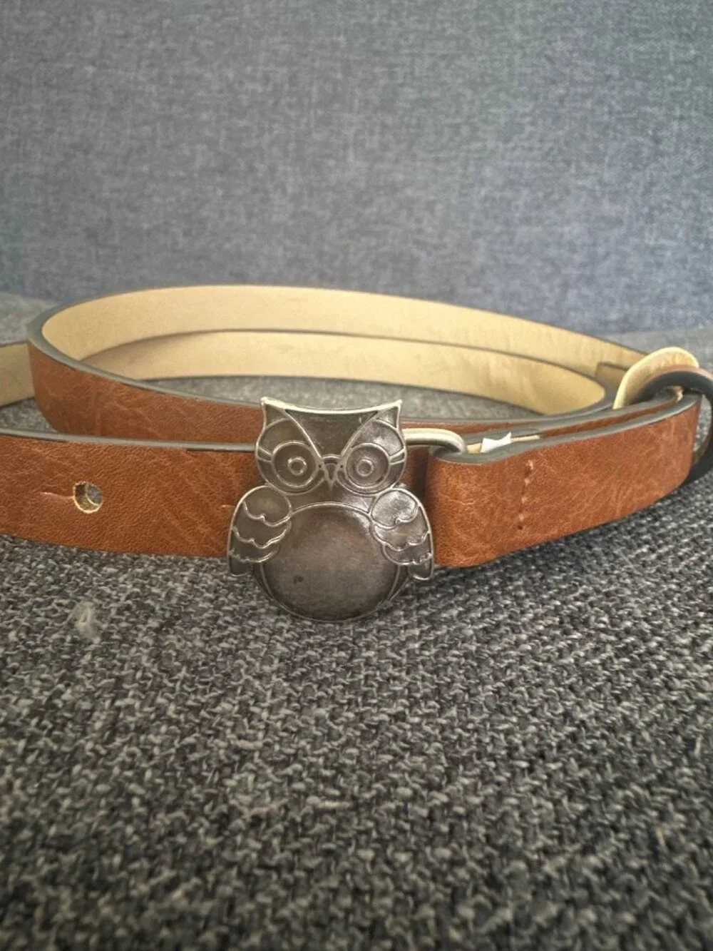 Brown Leather Belt With Owl Buckle 42