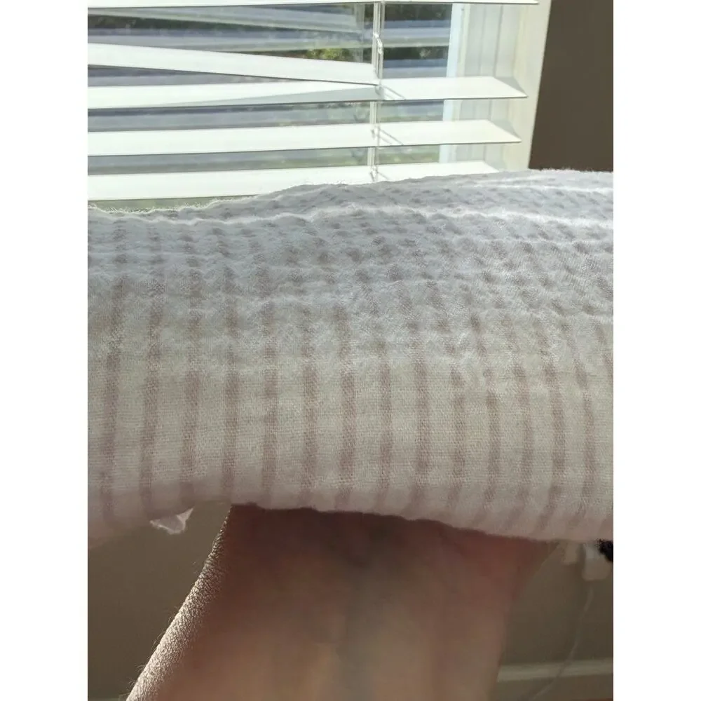 Restoration Hardware Baby & Child Gauze Cotton Baby Blanket White Pink Stripe
