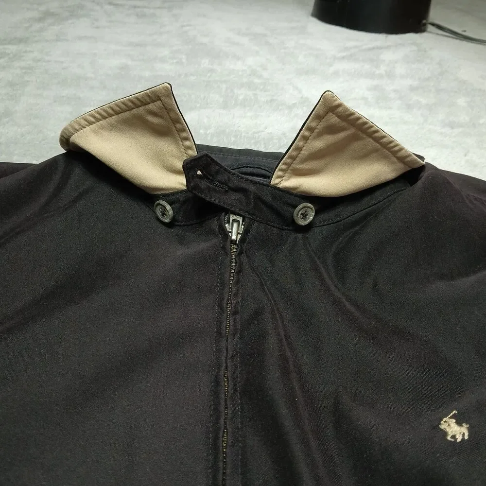 Polo Ralph Lauren Mens 2XL XXL Black Bi-Swing Harrington Windbreaker Old Money