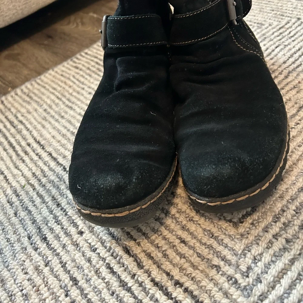 Baretraps Suede Brandlee Size 9 Black Leather Faux Fur-Lined Boots Y2K Winter