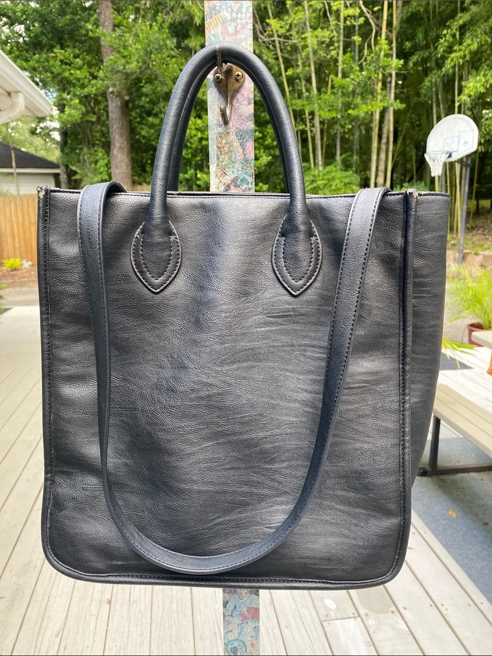 Vintage J Crew Black Tote with Dual Handles