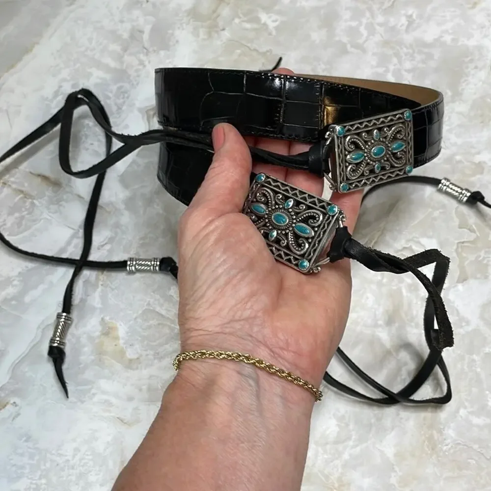 Brighton Western Native American-inspired Faux Turquoise Leather Belt