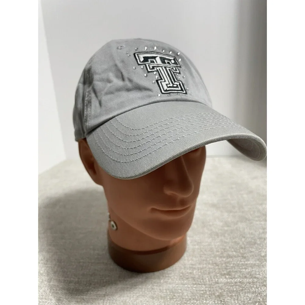 Texas Tech Cap Raiders Adult Gray Strap Back College Football Bedazzle