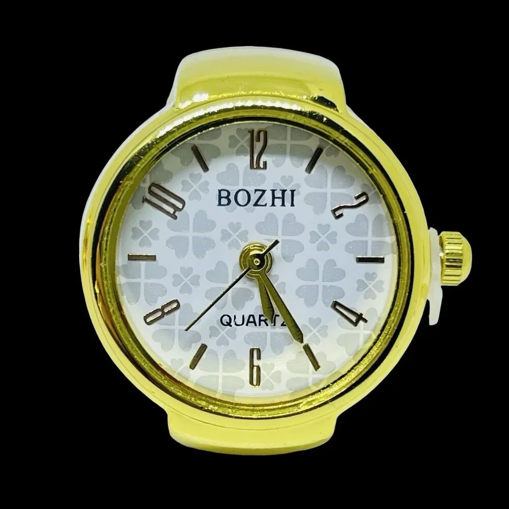 BOZHI Ring Watch Gold Design With Crystals New