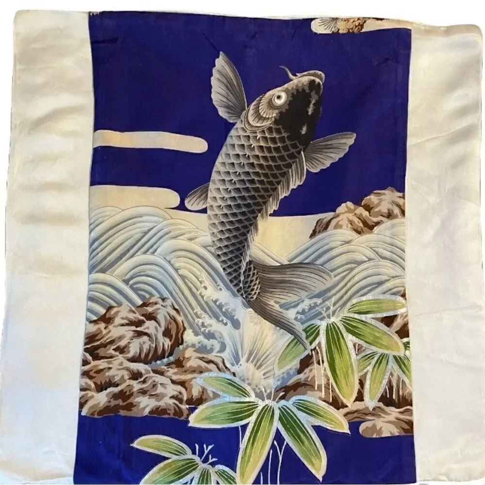 Asian  Fish Design Silk Cushion cover