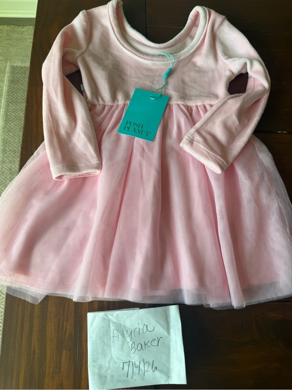 Posh Peanut Pink Long-Sleeve Tulle Dress