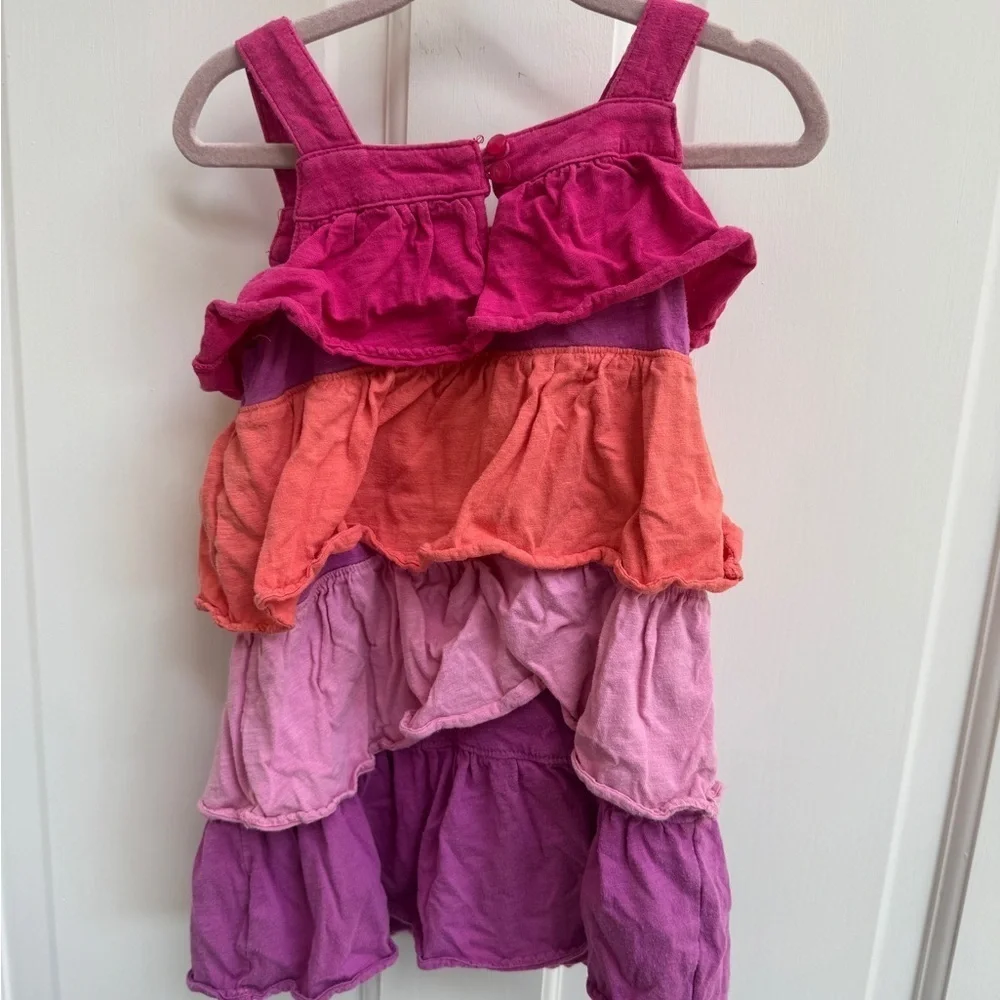 Baby Gap 2T Girls Pink Orange Purple Layered Ruffle Tank Top Sleeveless Dress