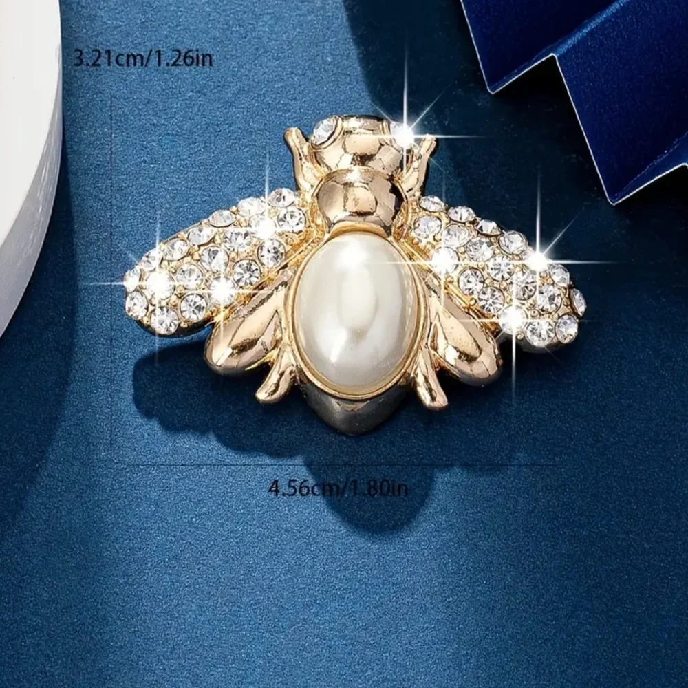 Elegant Bee Brooch 🐝 Golden-Tone Pin with Pearl Beads | Holiday Gift (A0-2)