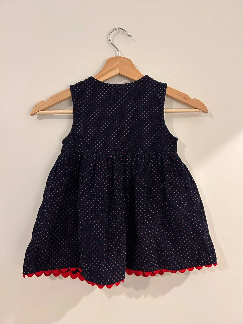 Samara Vintage Dress Navy Polka Dot Girls Size 3T Heart Pockets 100% Cotton