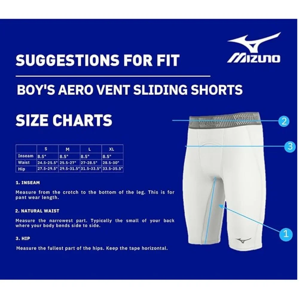 Mizuno Youth Aero Vent Padded Thigh Sliding Short Cup Boxer Brief Baseball Boys