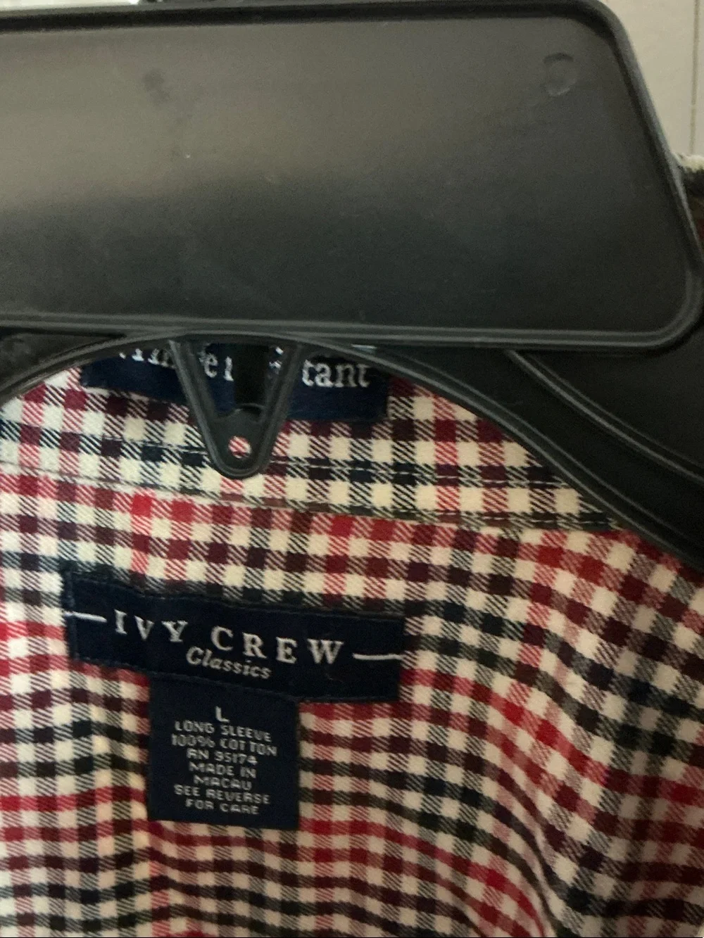J. Crew Red, Black and White Check Button-Down Shirt