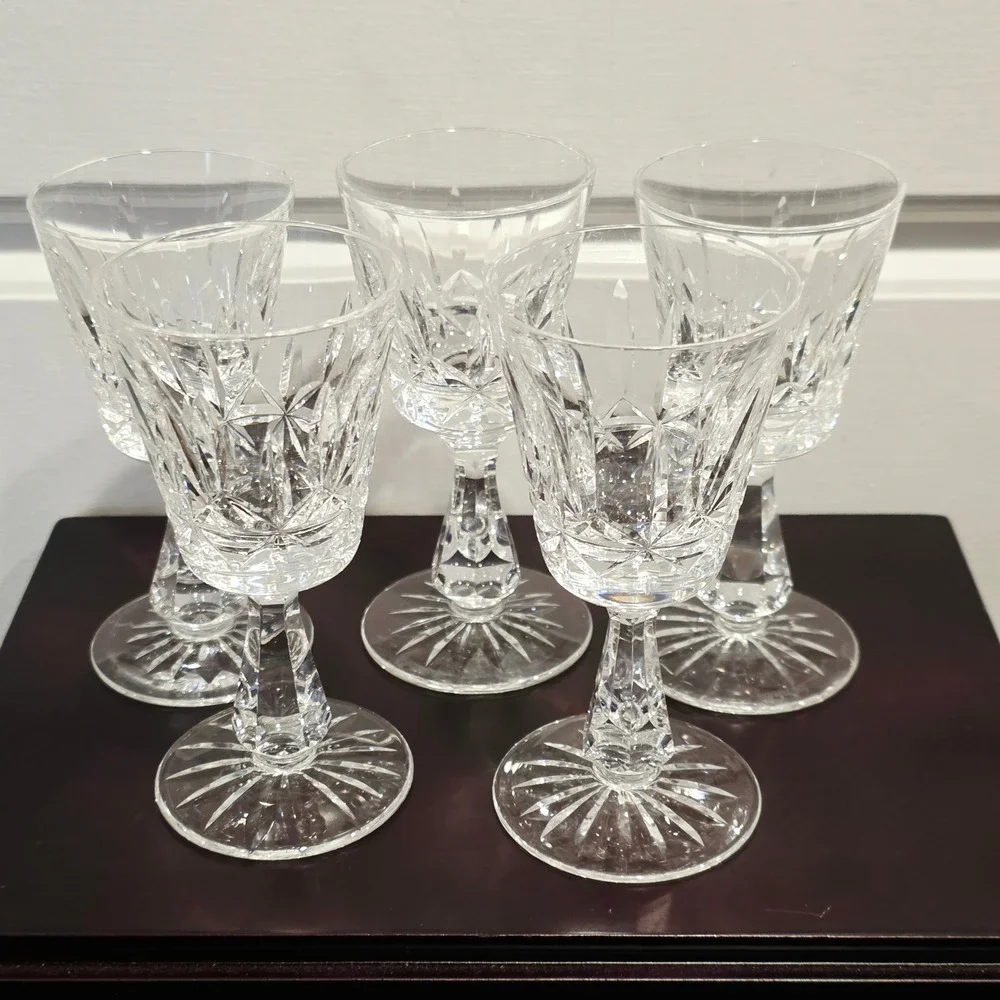 Waterford Rosslare Crystal Wine Glasses Port‎ Cordial Sherry Set of 5