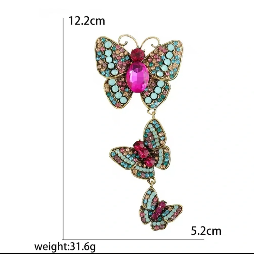 Sapphire Butterfly Cascade Diamond Crystal Brooch