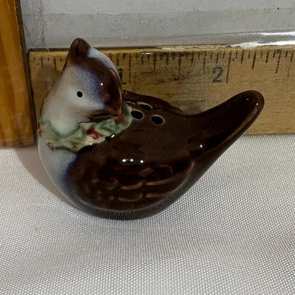 vintage ceramic deer salt and pepper shaker, part of a Fox & Deer Holly Berries‎