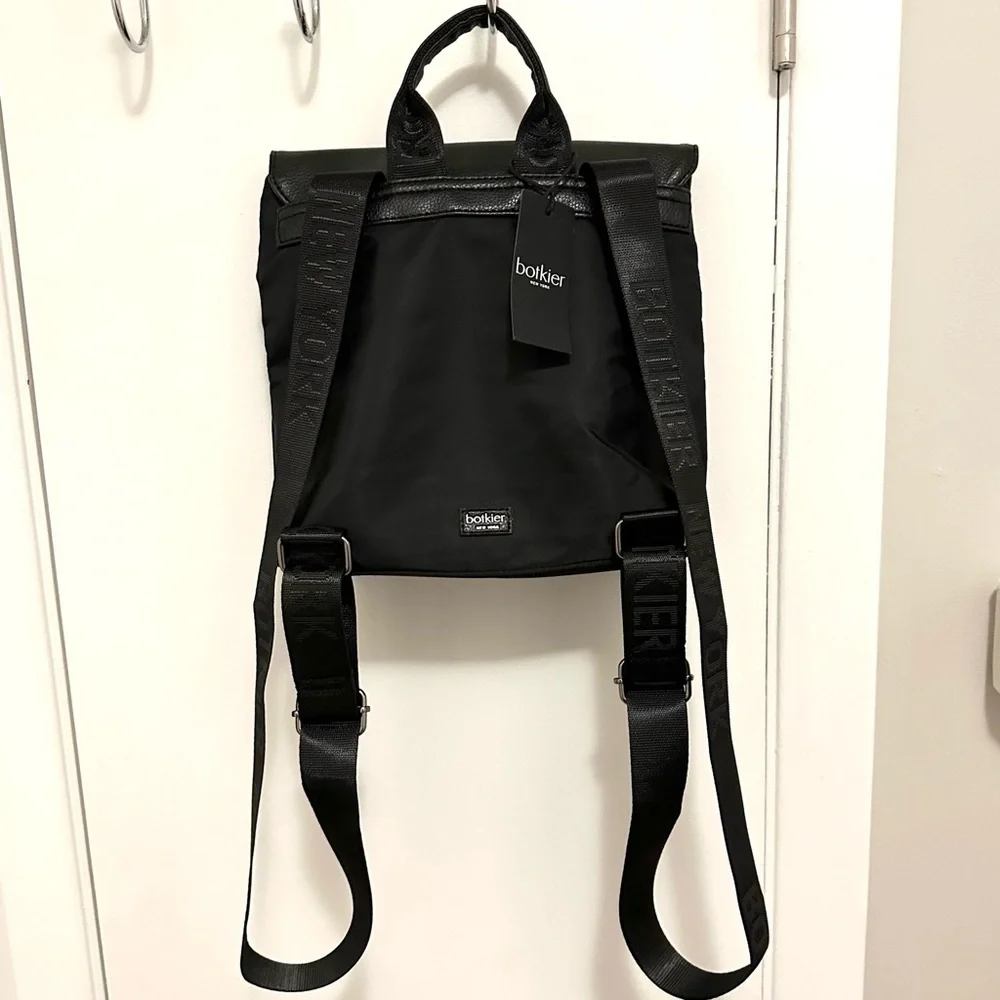 New BOTKIER Women's TRIGGER MINI Black Nylon/Faux Leather BACKPACK NWT bag purse