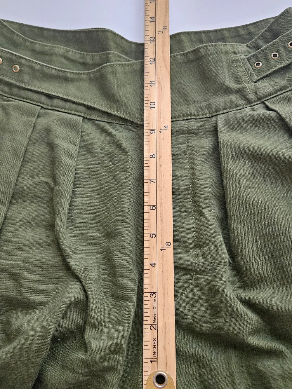 Banana Republic wide leg pleated culottes Womens 4 Olive Green Lagenlook Linen