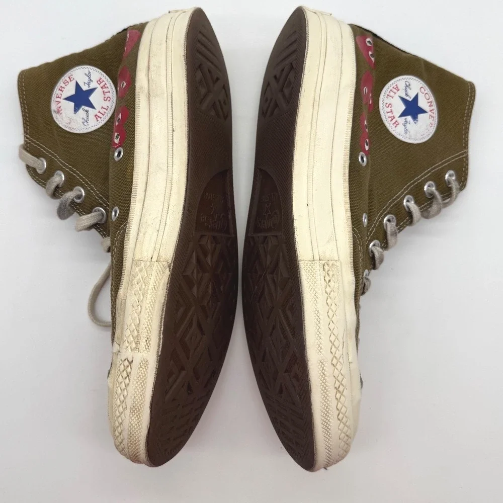 Converse Chuck PLAY Comme des Garcons Olive shoe Sneakers‎ sz 8 -worn thrarashed