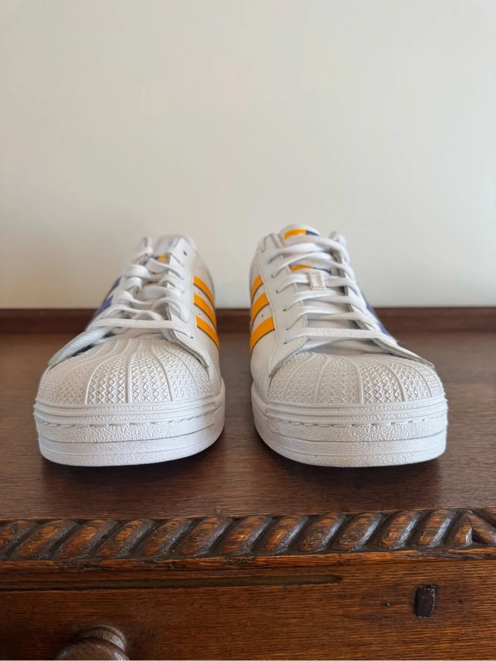 Adidas Originals Superstar Lakers FX5529 White Purple Gold Men’s Size 18 Rare