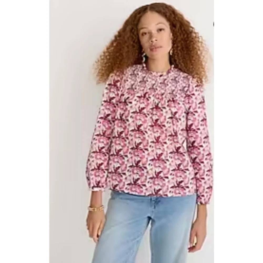 29. J.Crew Smocked button-back top in Liberty® Butterfield Poppy organic cotton