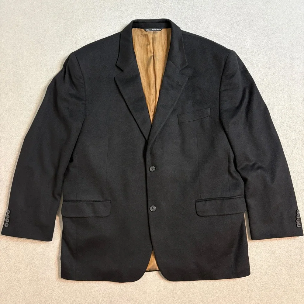 Garmany Loro Piana 100% Cashmere Blazer Mens Black 2 Button Sport Coat 48 R