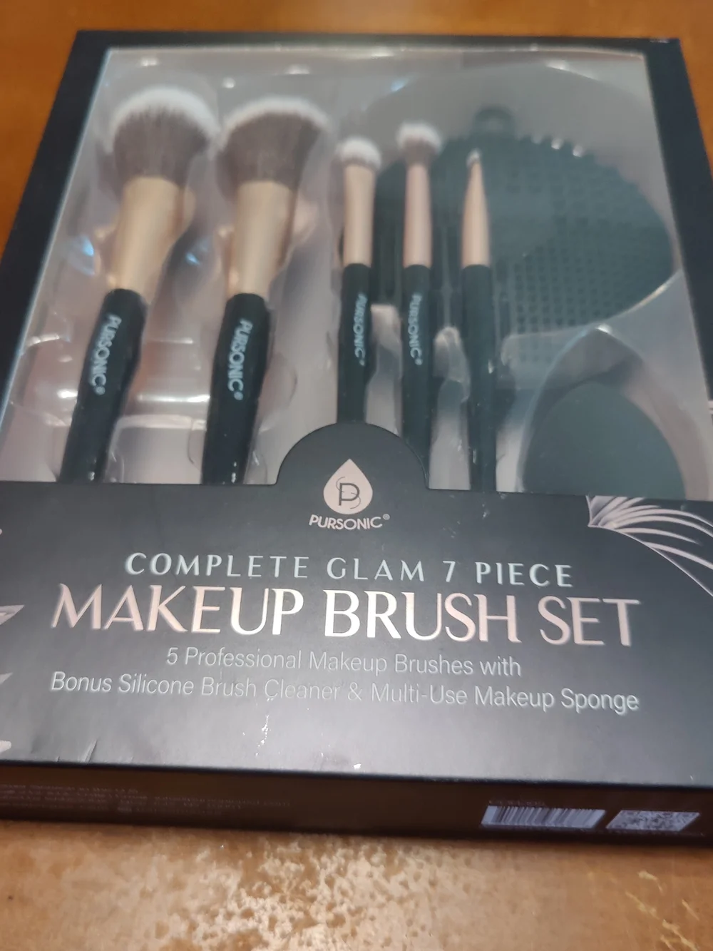 NEW Complete Glam 7-Piece Makeup Brush Set in Rose Gold & Black
