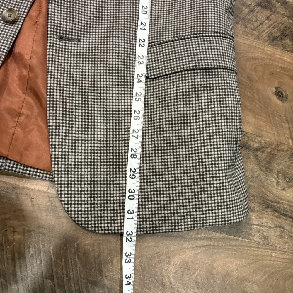 Vintage Y2K Jos A Bank Blazer Mens 42R Brown Houndstooth Slim Fit Sport Coat 90s