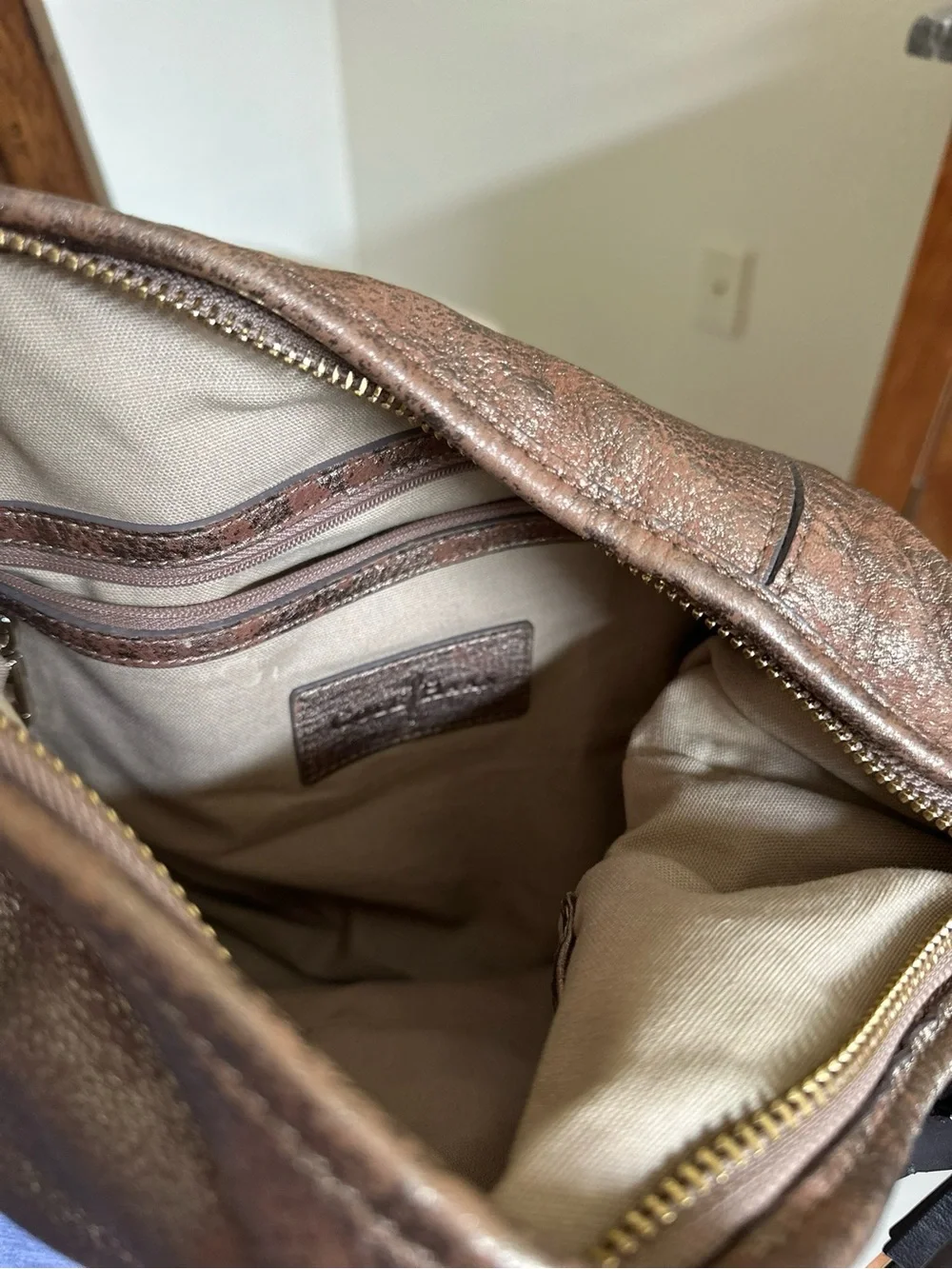 Cole Haan Genuine Leather Metallic Brown Shoulder Bag
