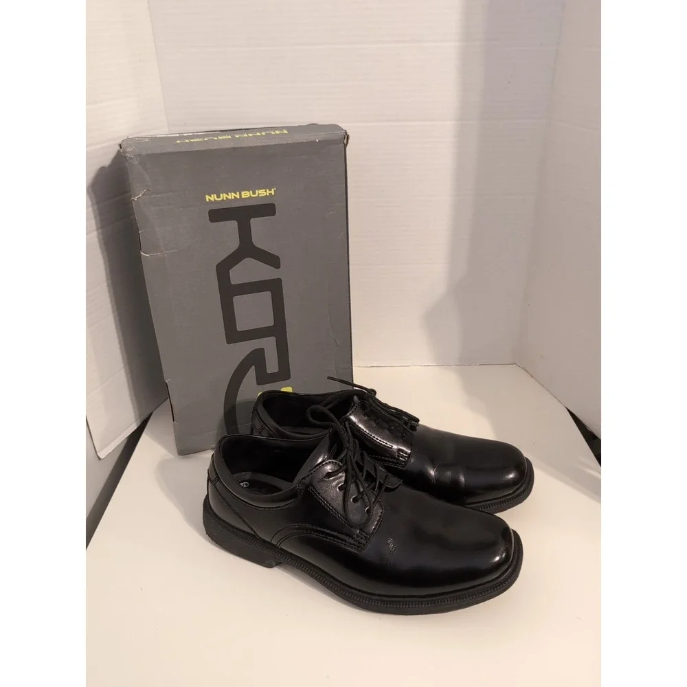 Nunn‎ Bush Baker Street Mens Black Leather Shoes Size 10.5W Comfort Gel