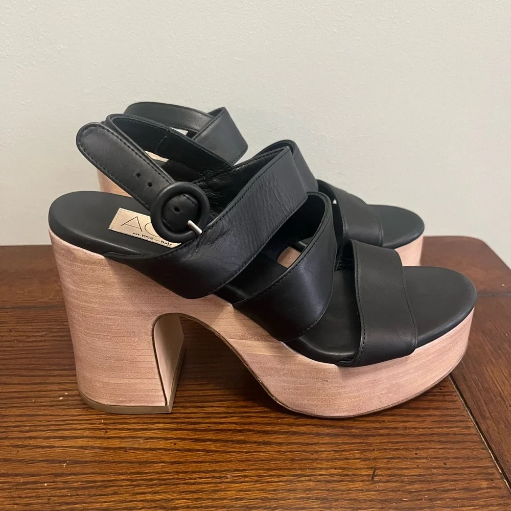 AGL‎ Sista Multi band black leather heel  Sandal- Size 40