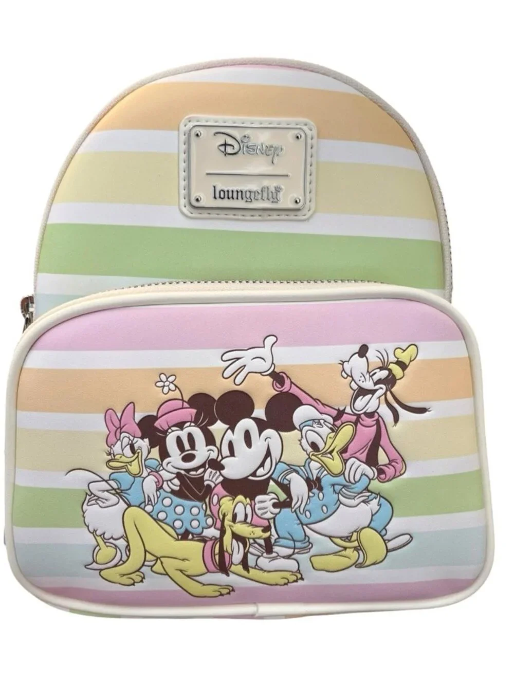 Loungefly Disney Mickey & Friends Rainbow Stripe Convertible Mini Backpack NWT
