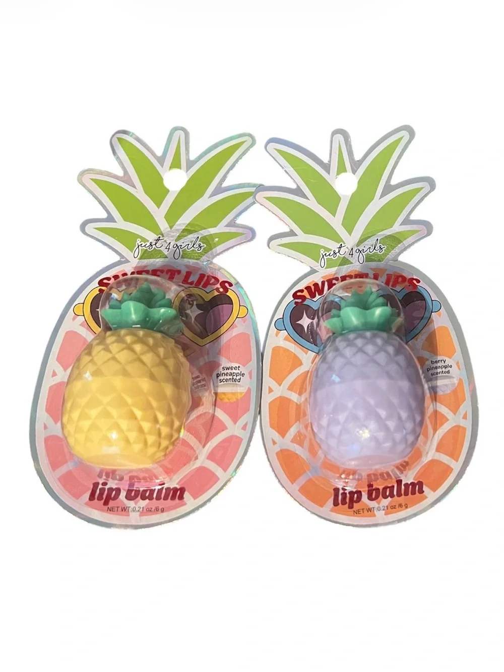 Sweet Lips Bundle 2 Lip Balm Pineapple shaped New in Package Just 4 Girls