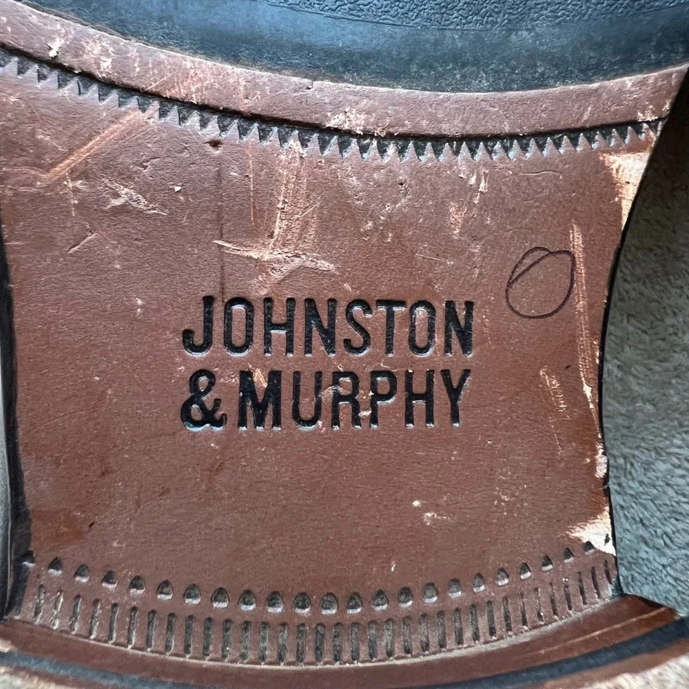 Johnston & Murphy McClain‎ Men 9.5 M Black Leather Bit Loafer Shoes Apron Toe