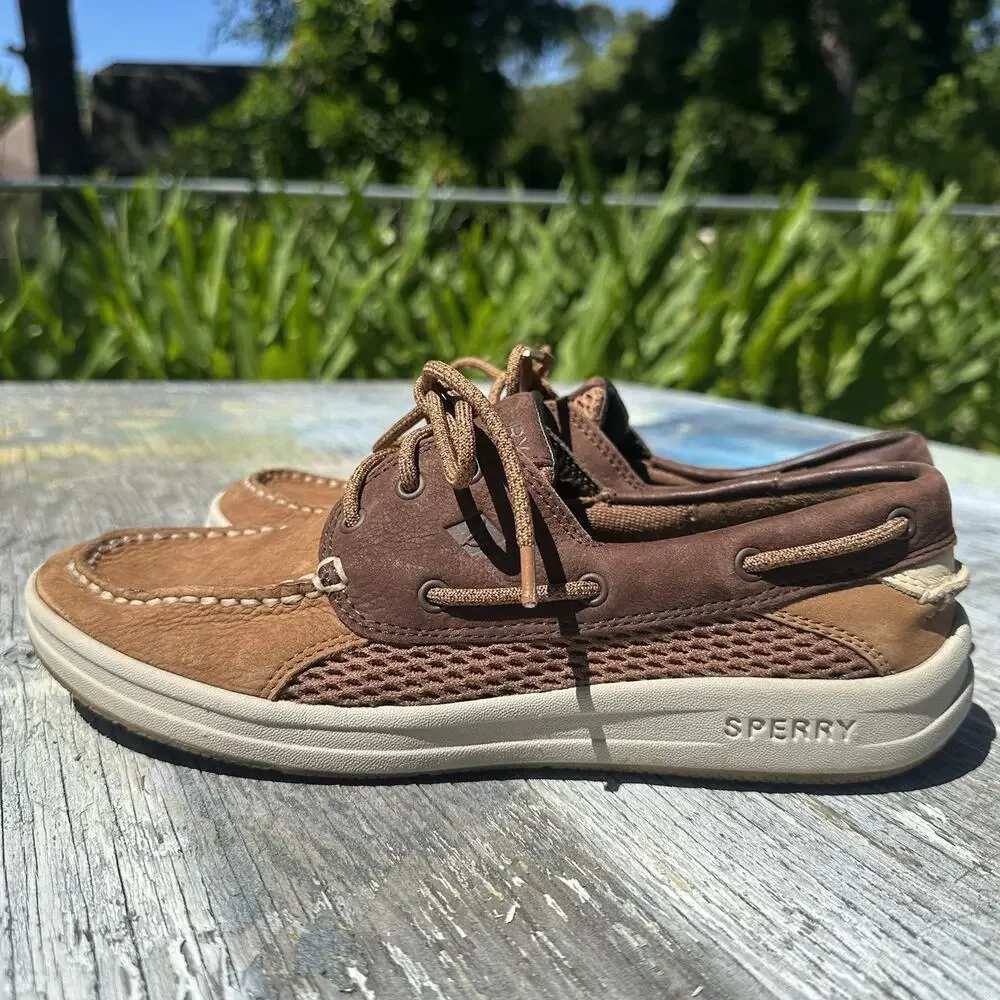 Sperry Top-Sider Men’s 9 Shoes Gamefish 3-Eye Brown Leather Son-R Boat - BP