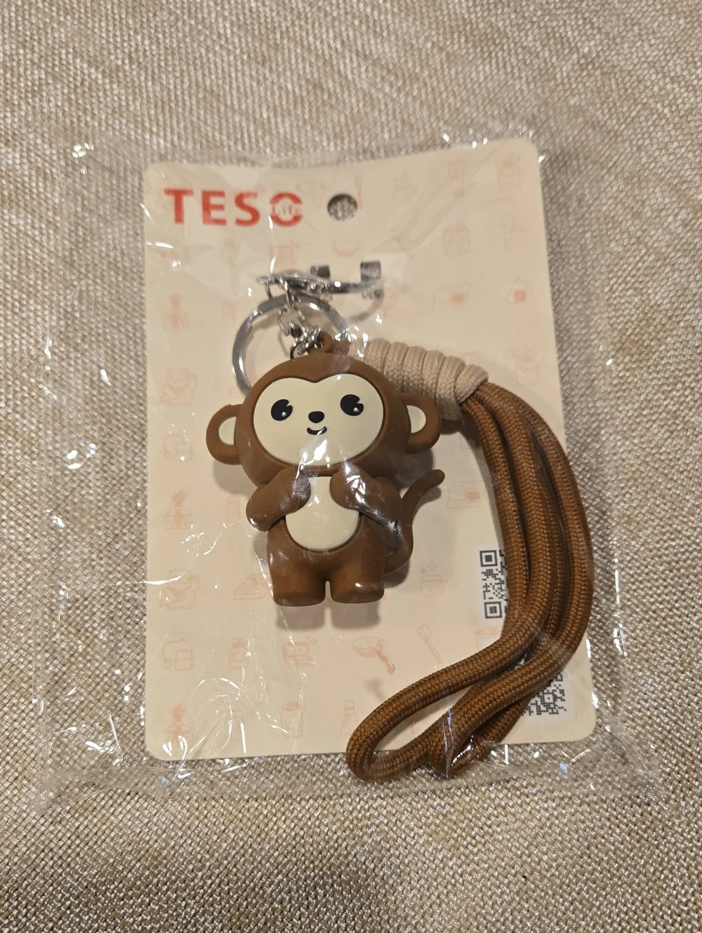 TESO Life Monkey PVC Rubber w/Corded Tassel Bag Charm/Key Chain NIB 6.5