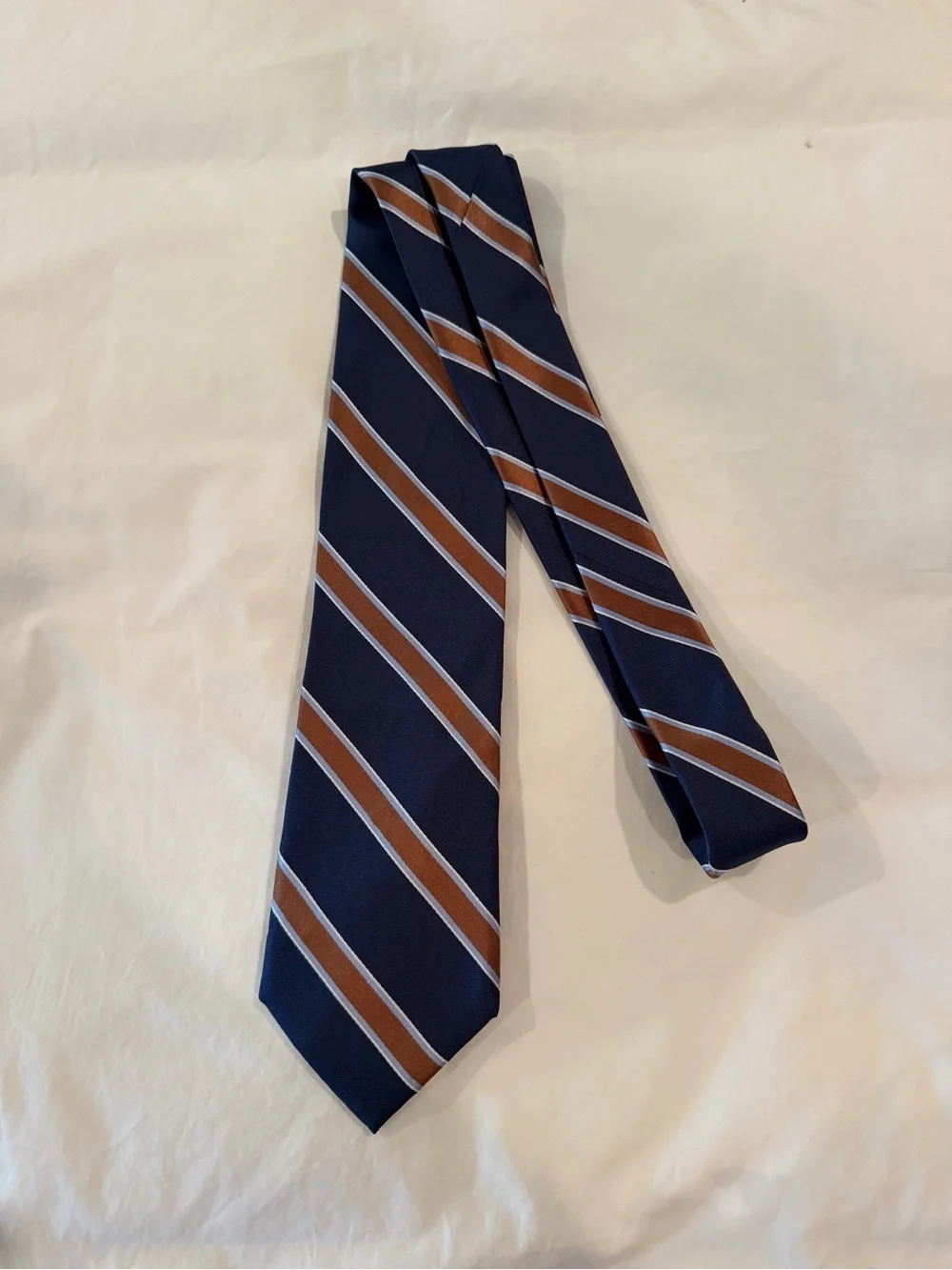 Classic Navy and Brown Striped Men's Tie
