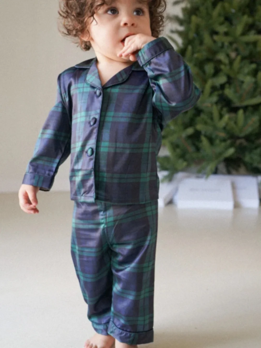 Bon Viviann Children's Navy Green Plaid Pajama (Size: 2T) NWOT