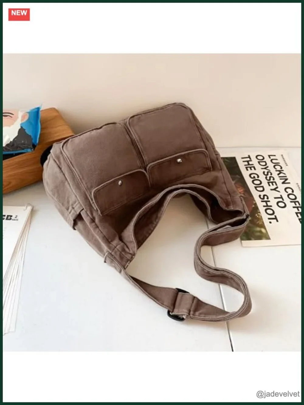 Canvas Messenger Bag Large Crossbody Tote Shoulder Bag with Adjustable Strap