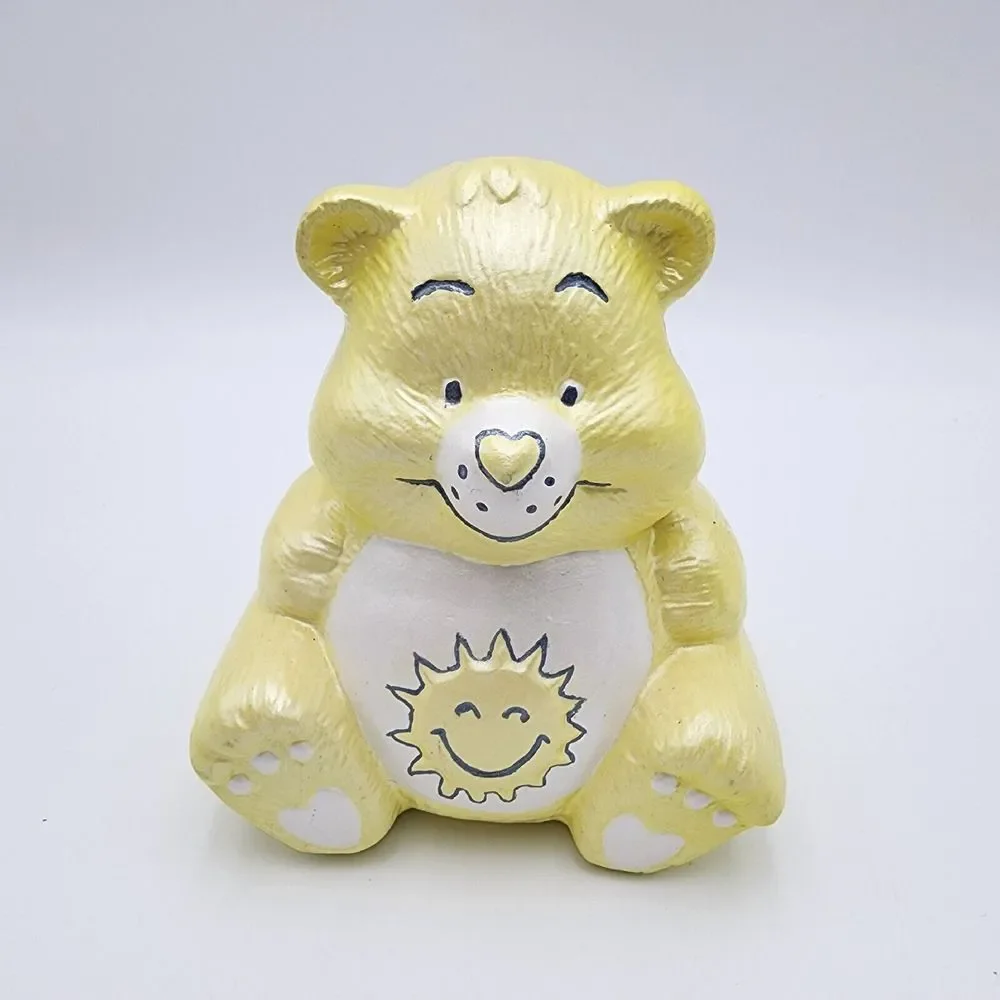Care Bear Funshine Bear Vintage Ceramic Coin Piggy Bank‎ Yellow 5 in Rare