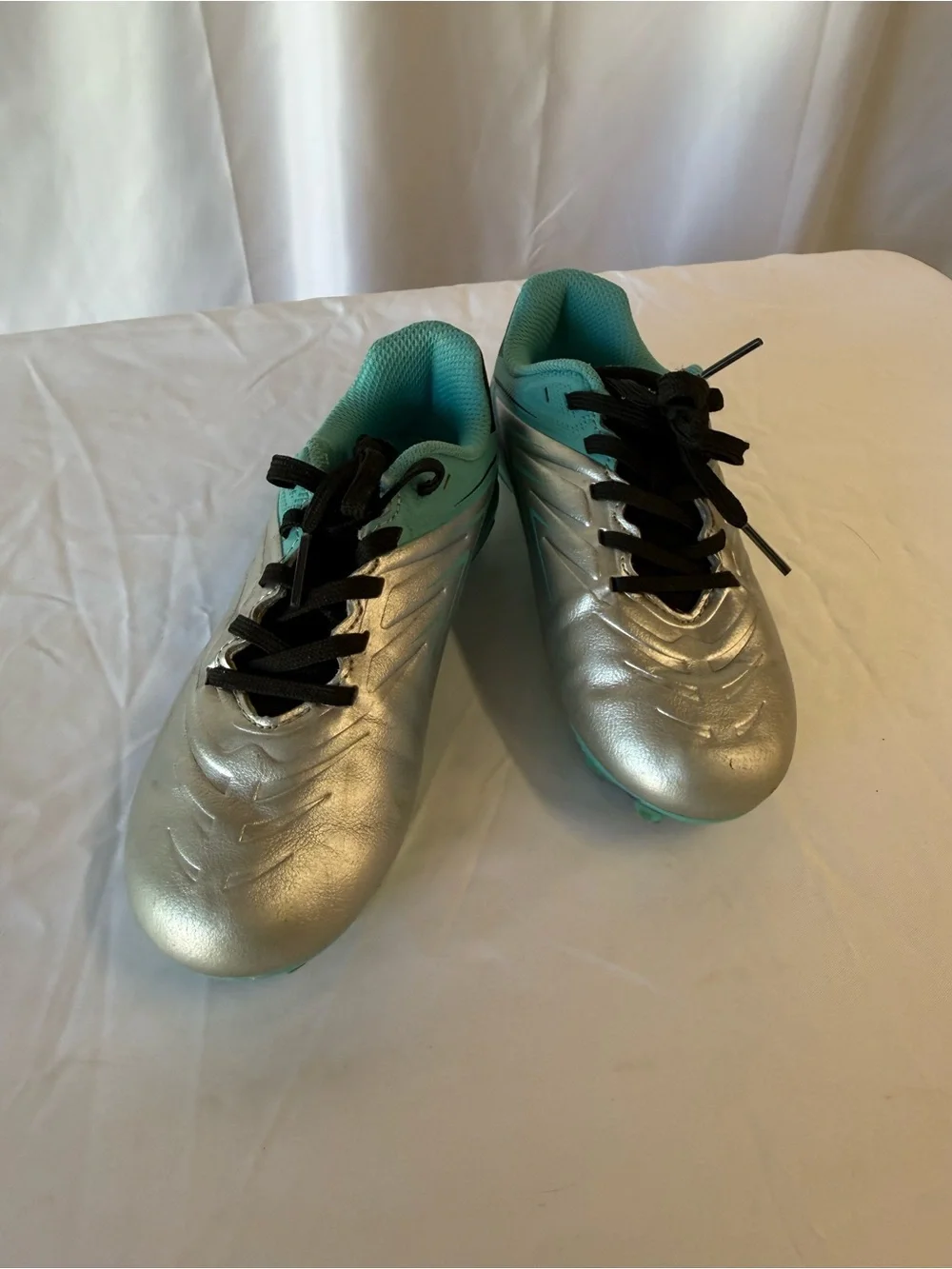 DSG Kids 12 soccer cleats speed viper 2.0 teal silver athletic sports