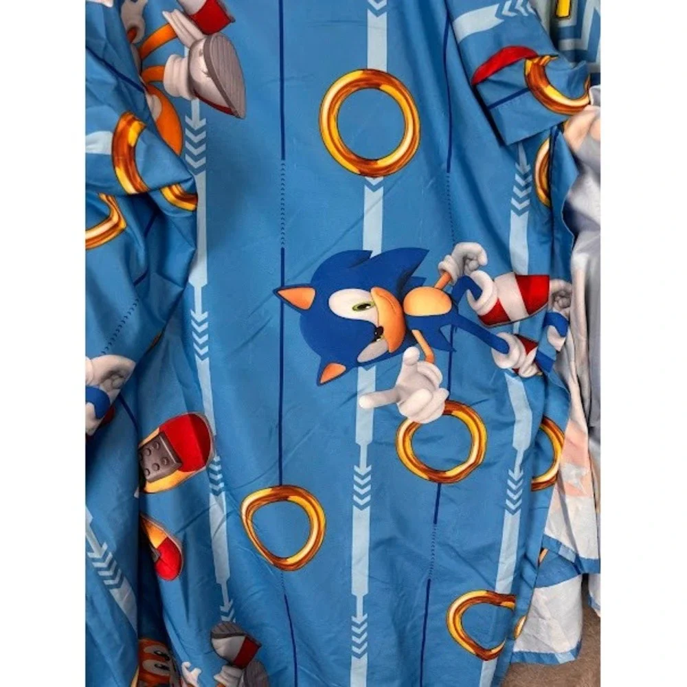 Sonic the Hedgehog Twin Sheet Set 4pc Fitted Flat 2 Pillowcases Sega Blue Kids