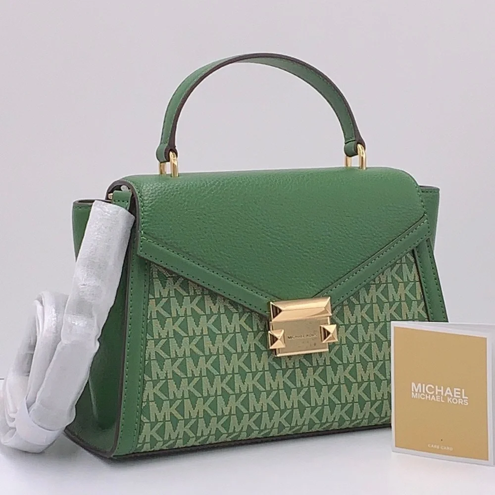 MICHAEL KORS Whitney Medium Flap TH Satchel Fern Green  NWT