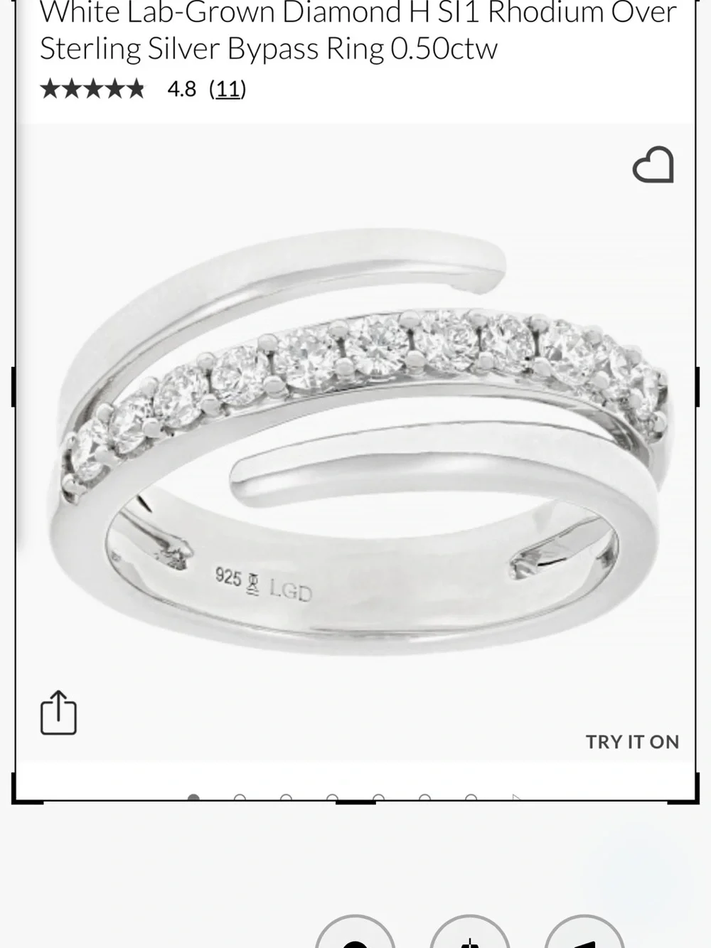 Lab grown crossover band diamonds￼ polished rhodium