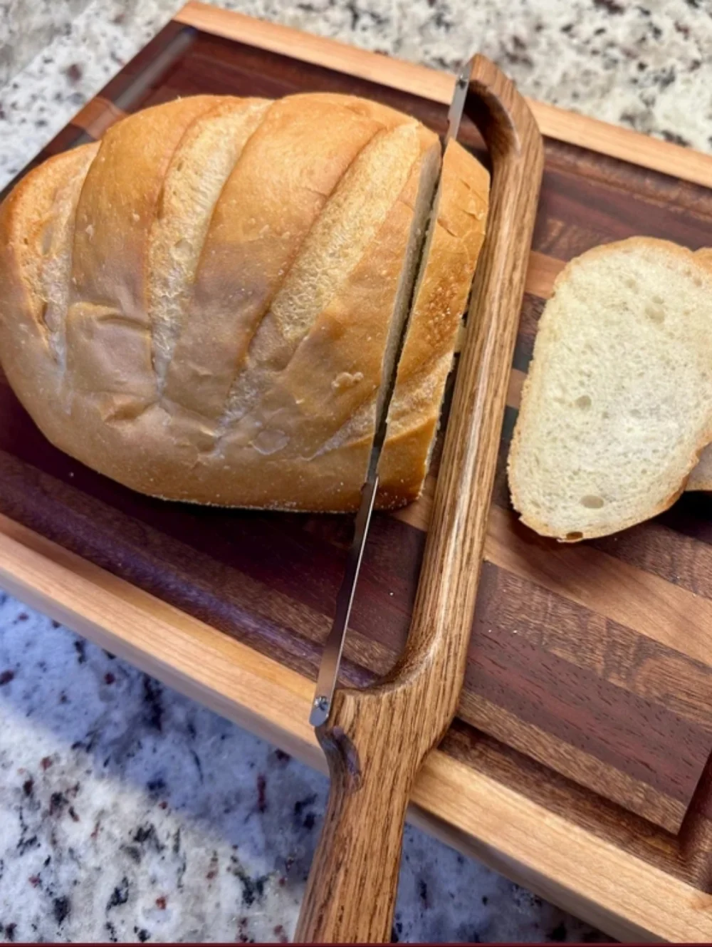 Handmade Oak Appalachian bread‎ bow knife with cover
